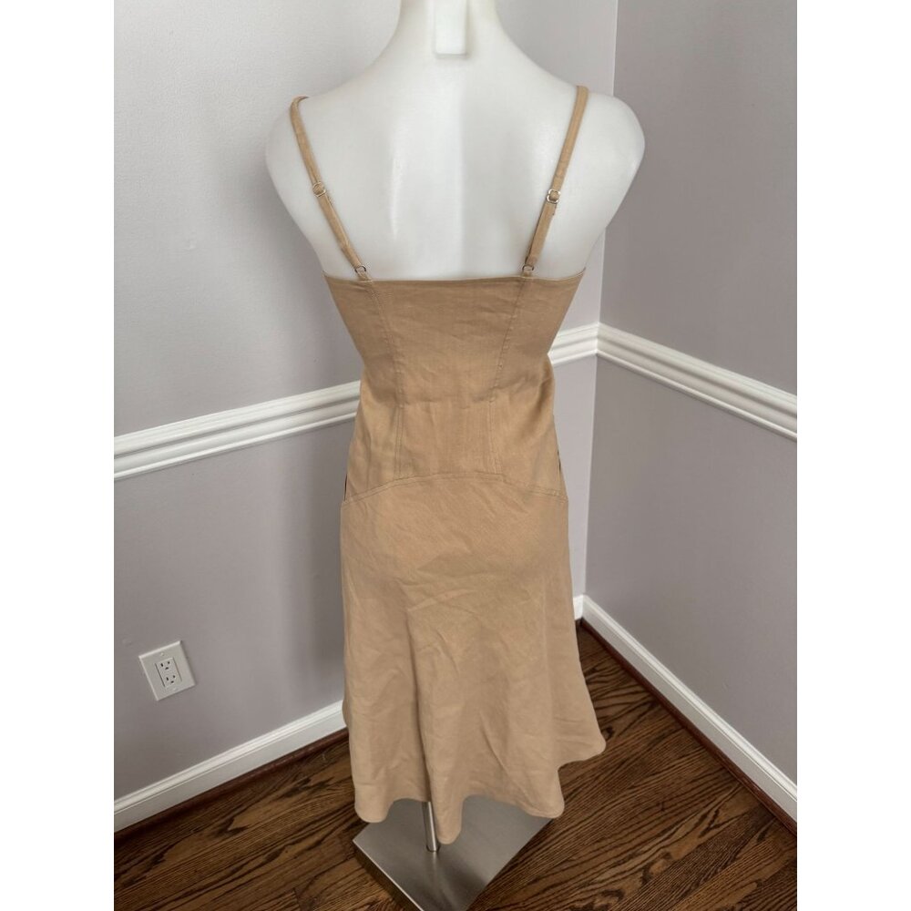 A.L.C. Linen Blend Button Front Midi Dress Beige … - image 6